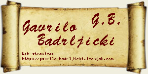 Gavrilo Badrljički vizit kartica